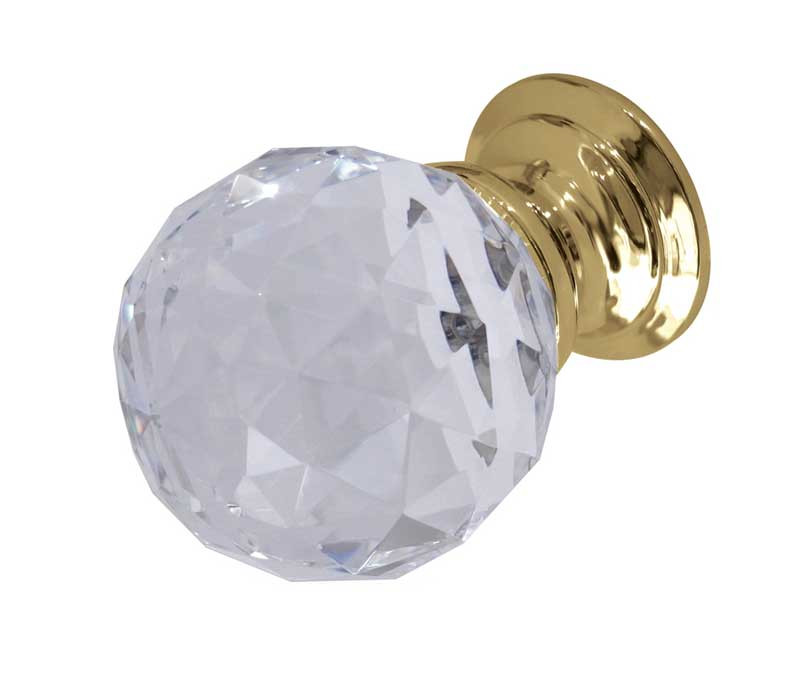 JH1155PB  Glass Faceted Cupboard Knobs Jedo Polished Brass