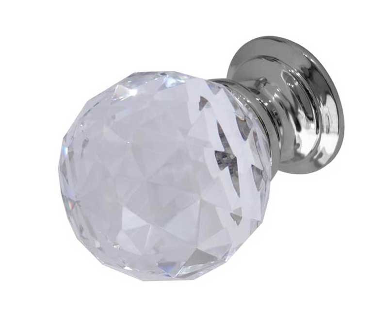 JH1155PC  Glass Faceted Cupboard Knobs Jedo Polished Chrome 