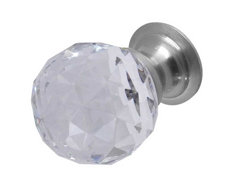 JH1155SC Glass Faceted Cupboard Knobs Jedo Satin Chrome 