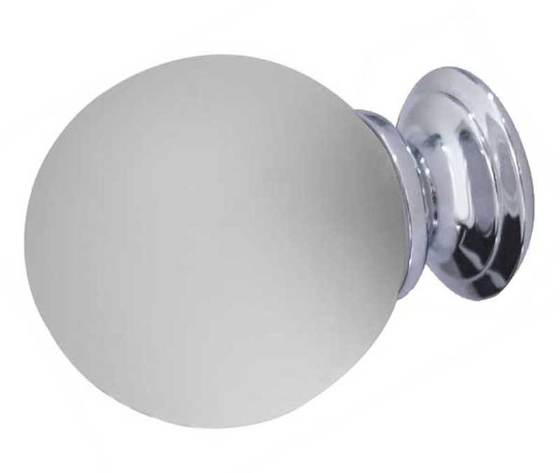 JH1156PC Plain Frosted Glass Ball Cupboard Knobs Jedo Polished Chrome 
