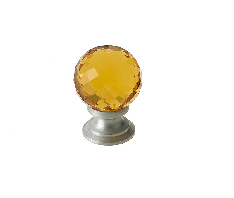 JH1256 Amber Coloured Glass Faceted Cupboard Knobs Jedo Satin Chrome