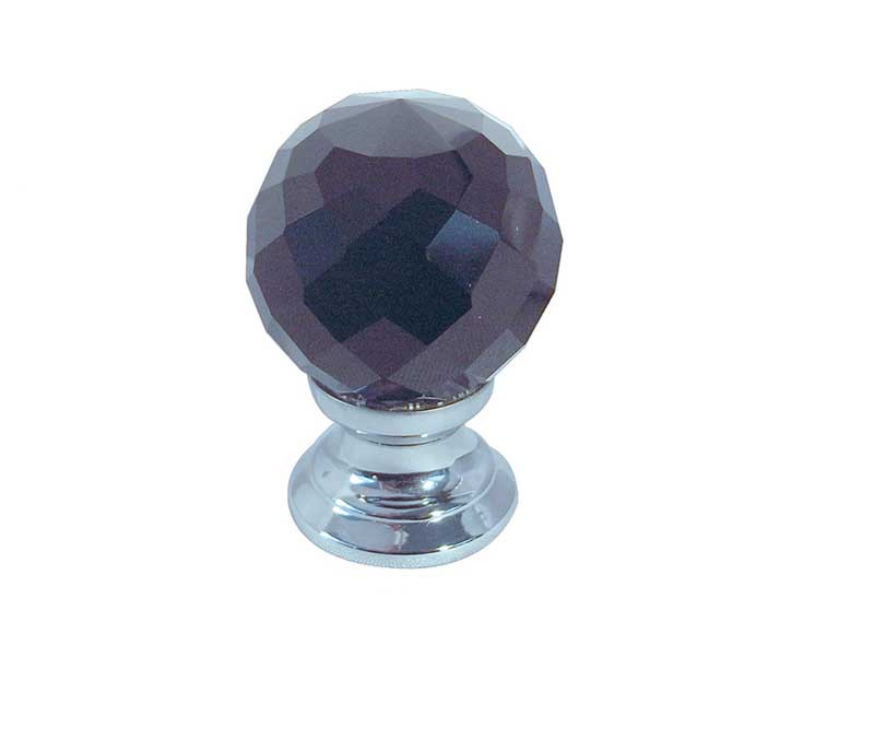 JH1257 Black Coloured Glass Faceted Cupboard Knobs Jedo Polished Chrome,satin Chrome & polished Brass