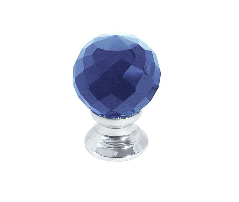 JH1258 Blue Coloured Glass Faceted Cupboard Knobs Jedo Polished Chrome,Satin Chrome & Polished Brass