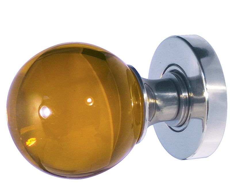 JH5205 Amber Coloured Plain Ball Glass Sprung Mortice Knob Furniture Jedo