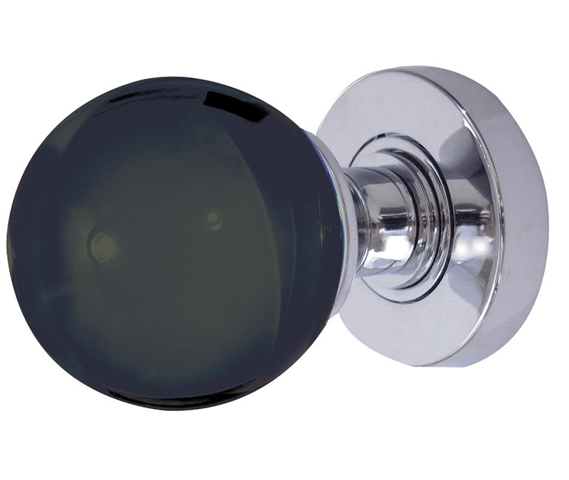 JH5206 Black Coloured Plain Ball Glass Sprung Mortice Knob Furniture Jedo