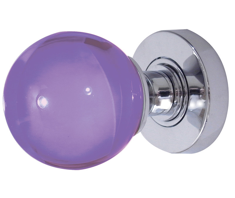 JH5209 Purple Coloured Plain Ball Glass Sprung Mortice Knob Furniture Jedo