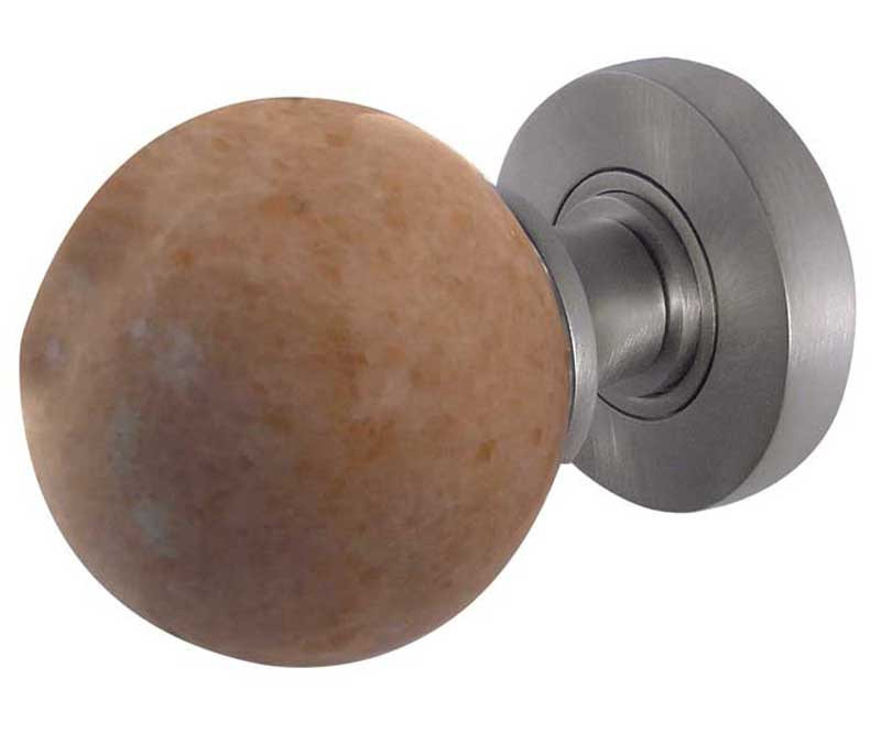 JH5213-SC Sunset Red Marble Sprung Mortice Knobs Jedo Satin Chrome
