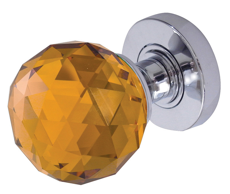 JH5256 Amber Coloured Faceted Sprung Mortice Knob Furniture