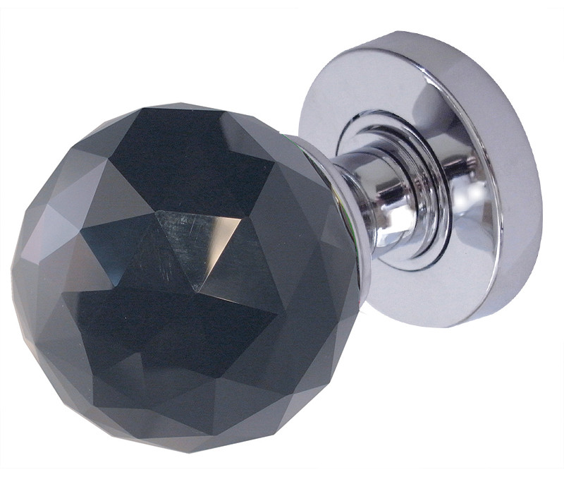 JH5257 Black Coloured Faceted Sprung Mortice Knob Furniture