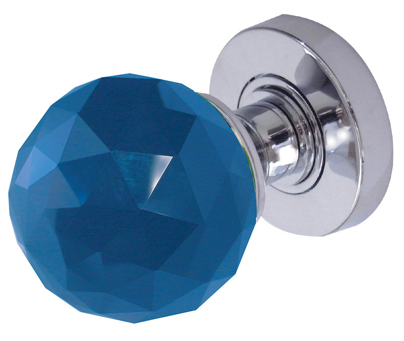 JH5258 Blue Coloured Faceted Sprung Mortice Knob Furniture