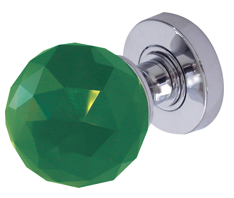 JH5259 Green Coloured Faceted Sprung Mortice Knob Furniture