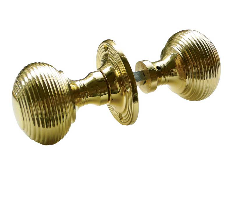 JR6R-PB Reeded Rim Knob Furniture Jedo Polished Brass