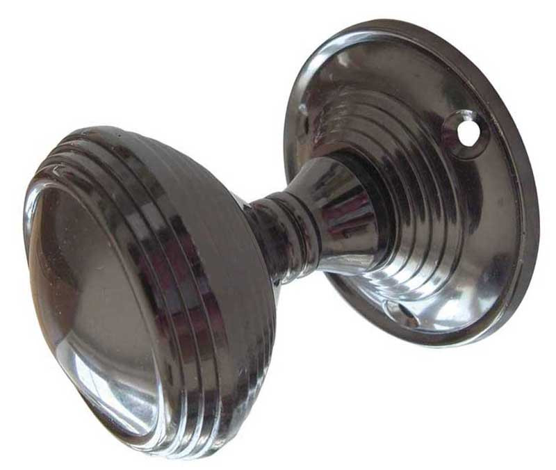 JV181M-PBN Lined Unsprung Mortice Knob on Round Rose Jedo Polished Black Nickel