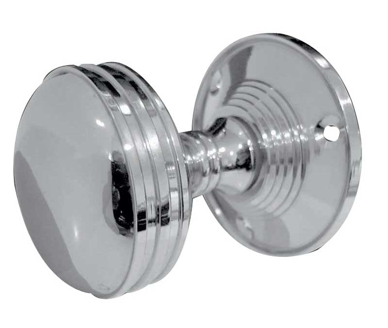 JV182M-PC Ringed Unsprung Mortice Knob on Round Rose Jedo Polished Chrome