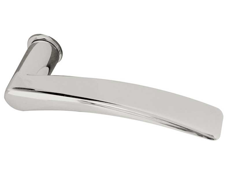 Collina Reguitti Designer Lever on Rose Door Handle-Polished Chrome & Satin Chrome-JV195