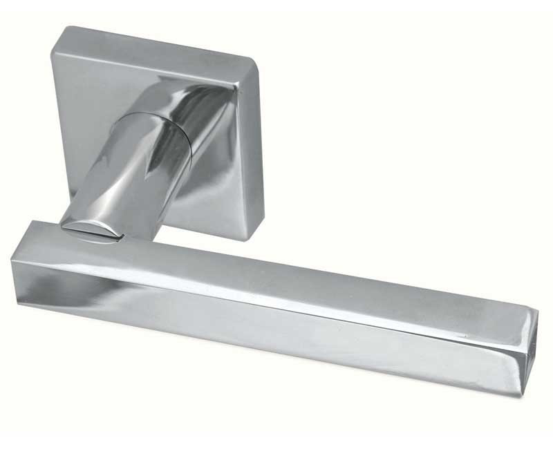 Kubus Paja Straight Designer Lever on Square Rose Door Handle - Polished Chrome & Satin Chrome & Dark Bronze-JV4001