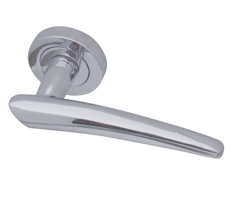 Horn Paja Designer Lever on Rose Door Handle - Polished Chrome & Satin Chrome-JV410