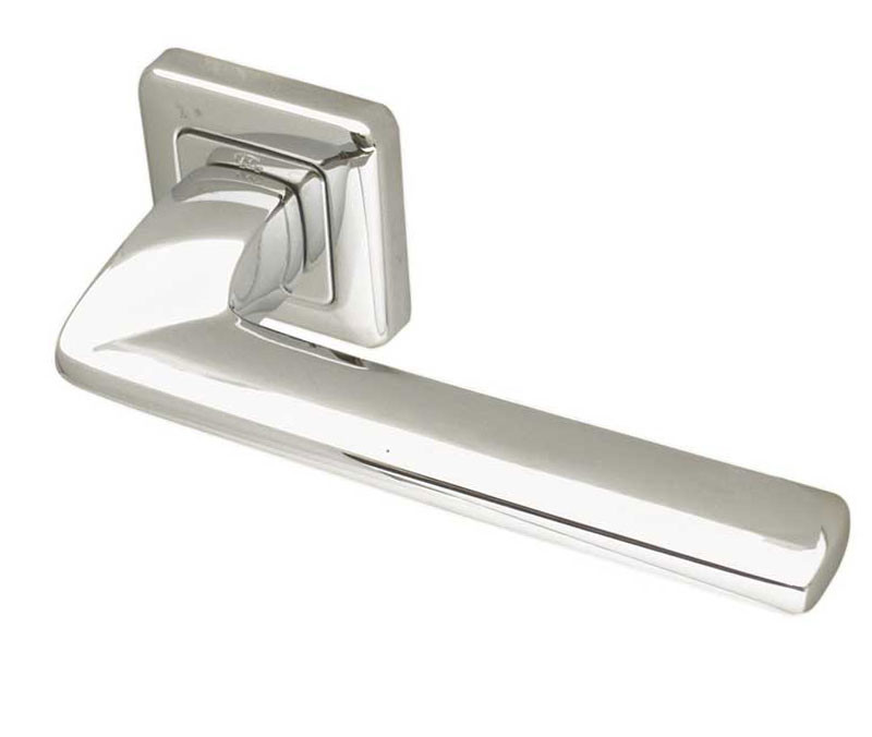 Mariani Zenith Designer Lever on Square Rose Door Handle-Polished Chrome & Satin Chrome -JV5002