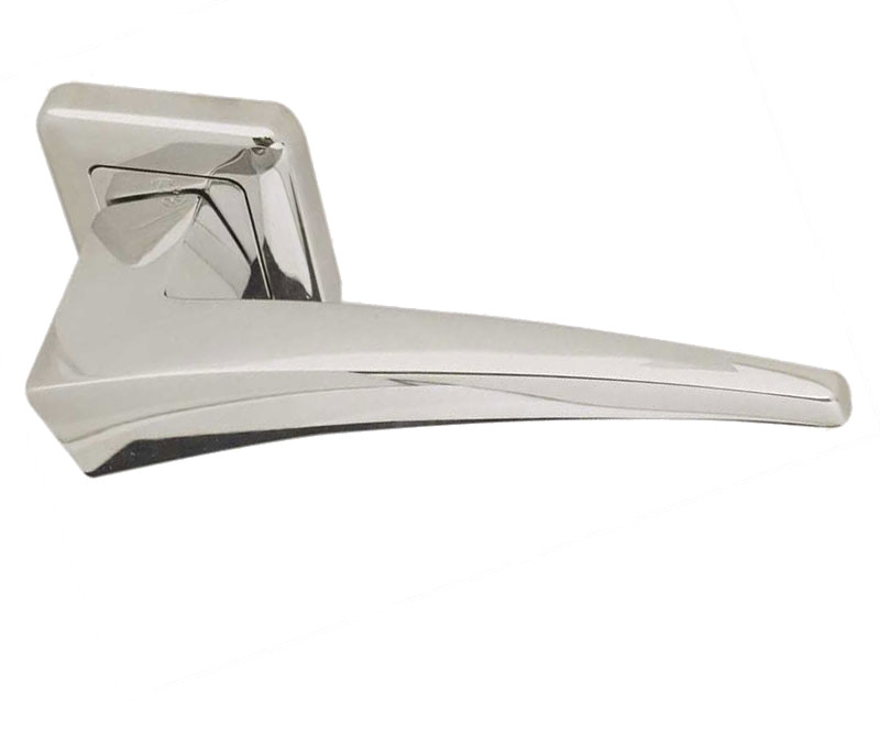 Mariani Comet Designer Lever on Square Rose Door Handle - Polished Chrome & Satin Chrome -JV5003