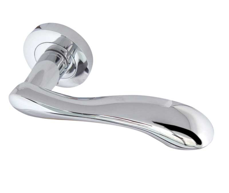 Gamma Designer Lever on Rose Door Handle  - JV509 Satin Chrome -Polished Chrome-Polished Brass