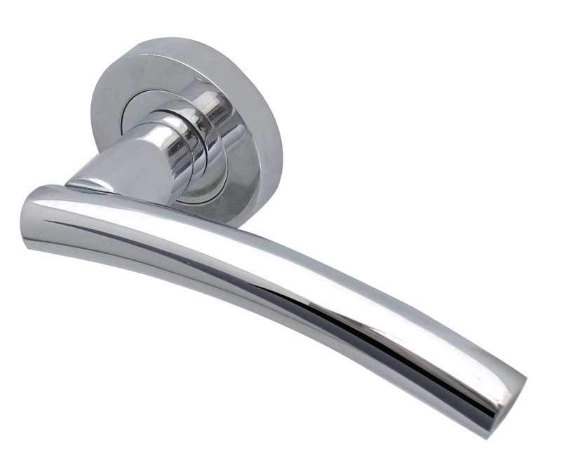 Curve Deisgner Lever on Rose Door Handle - Satin Chrome,Polished Chrome,Satin Nickel & Polished Brass -JV520