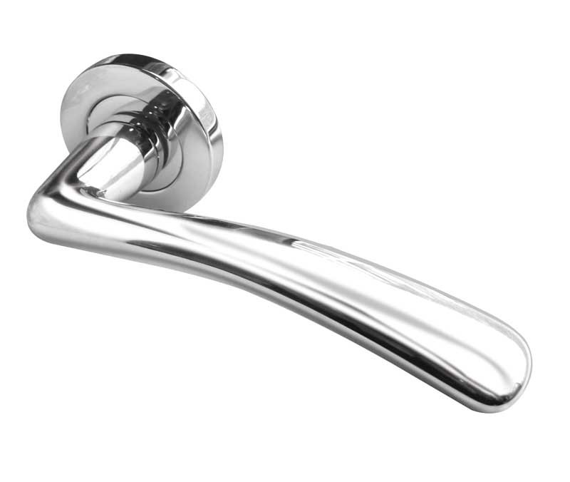 Phaedra Reguitti Designer Lever on Rose Door Handle - Polished Chrome & Satin Chrome-JV540