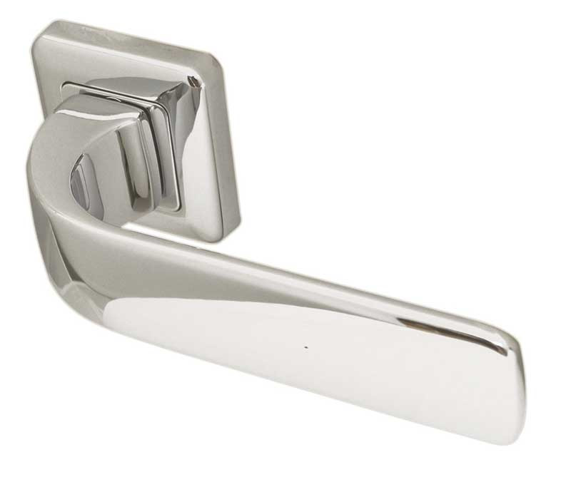 Mariani Sun Designer Lever on Rose Door Handle - Polished Chrome & Satin Chrome -JV574