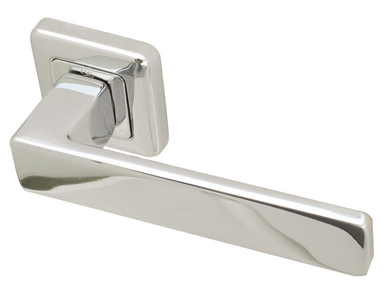 Mariani Cloud Designer Lever on Square Rose Door Handle - Polished Chrome & Satin Chrome-JV578