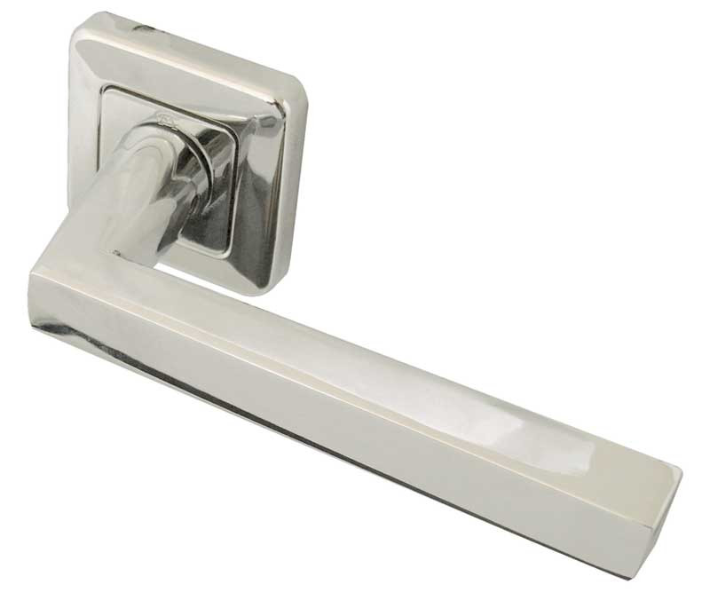 Mariani Klaudia Designer lever on Square Rose Door Handle- Polished Chrome & Satin Chrome -JV594