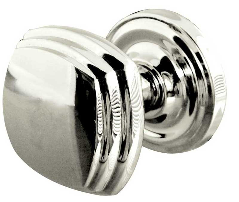 JV64-PC Art Deco Unsprung Mortice Door Knobs on Round Rose Jedo Polished Chrome