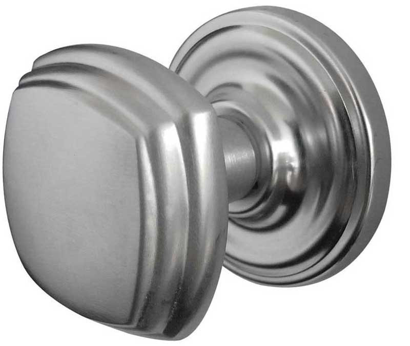 JV64-SC Art Deco Unsprung Mortice Door Knobs on Round Rose, Jedo Satin Chrome