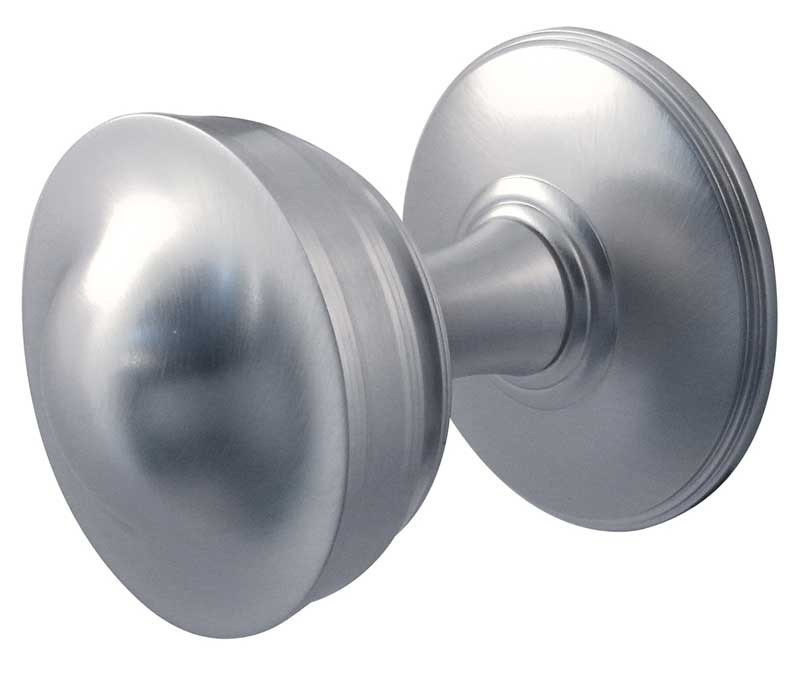 JV67-SN Crown Unsprung Mortice Knob on Round Rose, Jedo Satin Nickel