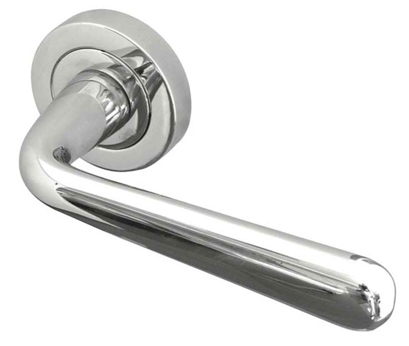 Laguna Paja Designer Lever on Rose Door Handle - Polished Chrome, Satin Chrome,Polished Brass & Dark Bronze-JV720