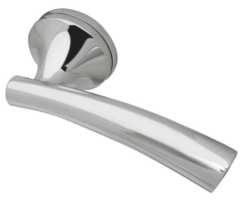 Canto Paja Designer Lever on Rose Door Handle - Polished Chrome-satin Chrome and Polished Brass-JV746