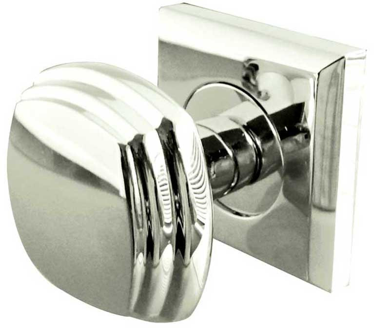 JV74-PC Art Deco Square Rose Mortice Door Knobs Jedo Polished Chrome