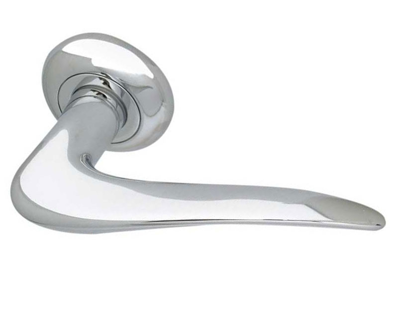 Alladin Paja Deisgner Lever on Rose Door Handle-Poilshed Chrome, Satin Chrome & Polished Brass-JV770