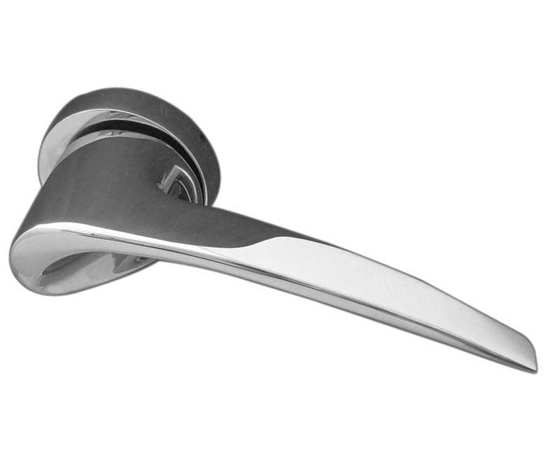 Spiral Paja Designer Lever On Rose Door Handle Lever On Rose - Polished Chrome & Satin Chrome-JV819