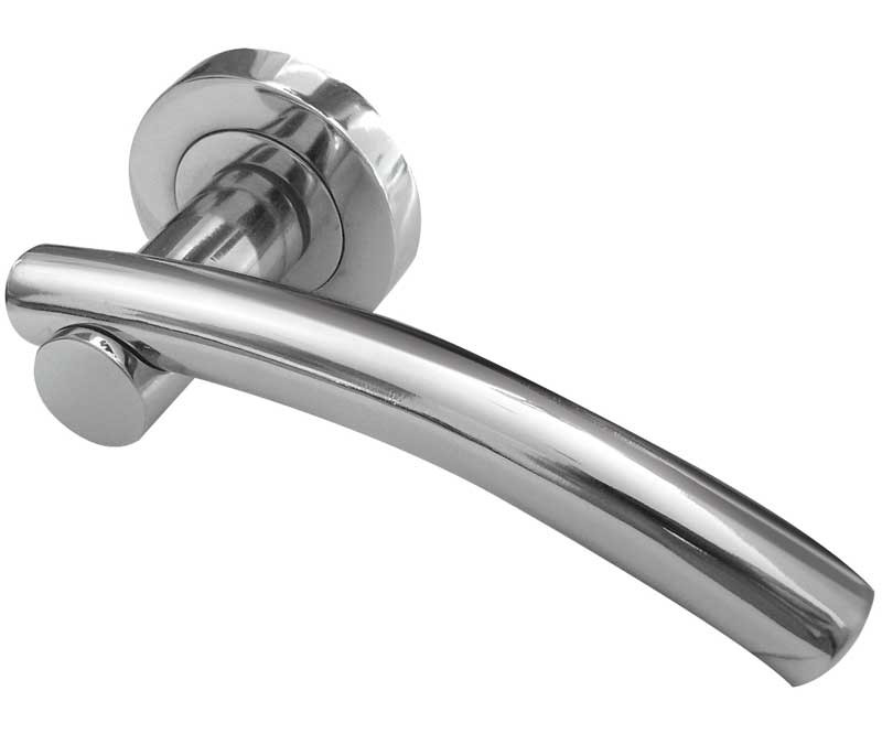 Astral Designer Lever on Rose Door Handle - Polished Chrome & Satin Chrome-JV842