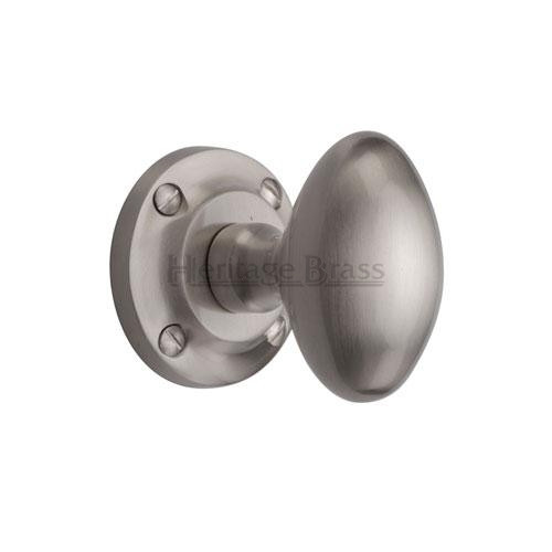 V960-SN  Heritage Brass Suffolk Oval Sprung Mortice Knob