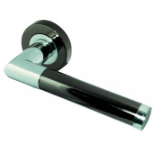 Mitred Designer Lever on Rose Jedo Door Handle - Polished Chrome/ Black Nickel-JV435PCBN