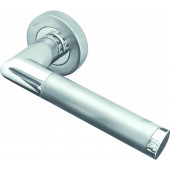 Mitred Designer Lever on Rose Jedo Door Handle - Polished Chrome/ Satin Chrome-JV435PCSC