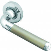 Olivia Designer Lever on Rose Jedo Door Handle - Polished Chrome/ Satin Nickel-JV466PCSN