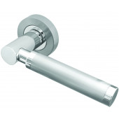 Avantime Designer Lever on Rose Jedo Door Handle - Polished chrome/ Satin Chrome-JV555PCSC