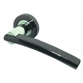 Modena Designer Lever on Rose Jedo Door Handle - Polished Chrome/ Polished Black Nickel-JV780PCBN