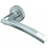 Modena Designer Lever on Rose Jedo Door Handle - Polished Chrome/ Satin Chrome-JV780PCSC