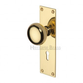 Heritage Brass Balmoral Sprung Mortice Knob On Back Plate Polished Brass