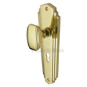 Heritage Brass Art Deco Charlston Sprung Mortice Knob Polished Brass