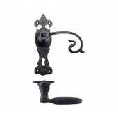 Foxcote Foundries Scroll  Fleur de Lys Door Handle - Black Antique lockSet FF311