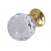 JH1155PB  Glass Faceted Cupboard Knobs Jedo Polished Brass