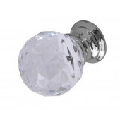 JH1155PC  Glass Faceted Cupboard Knobs Jedo Polished Chrome 